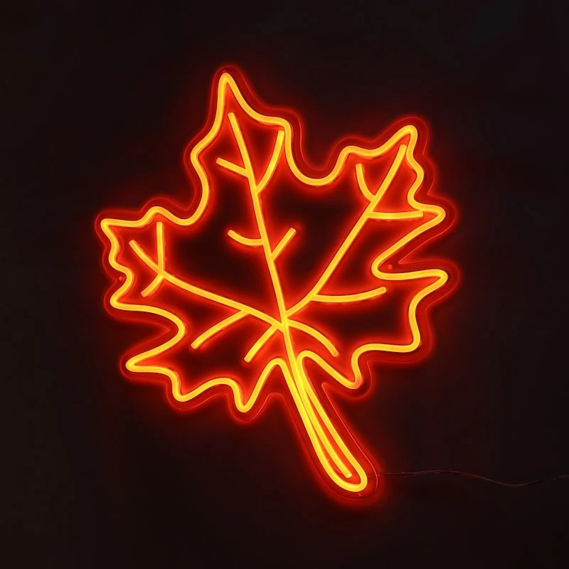 maple leaf orange neon sign