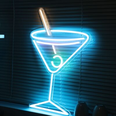 martini glass home bar business neon sign light