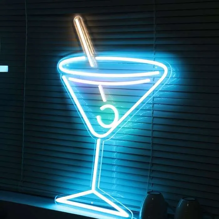martini glass home bar business neon sign light