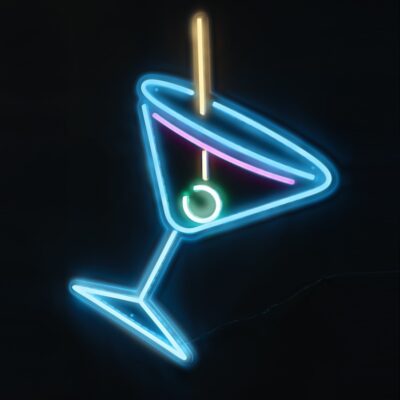 martini glass neon bar sign art