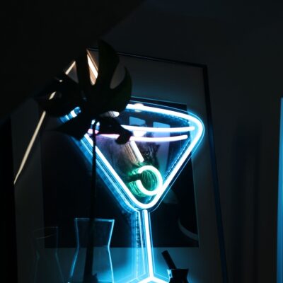 martini glass neon sign art aesthetic