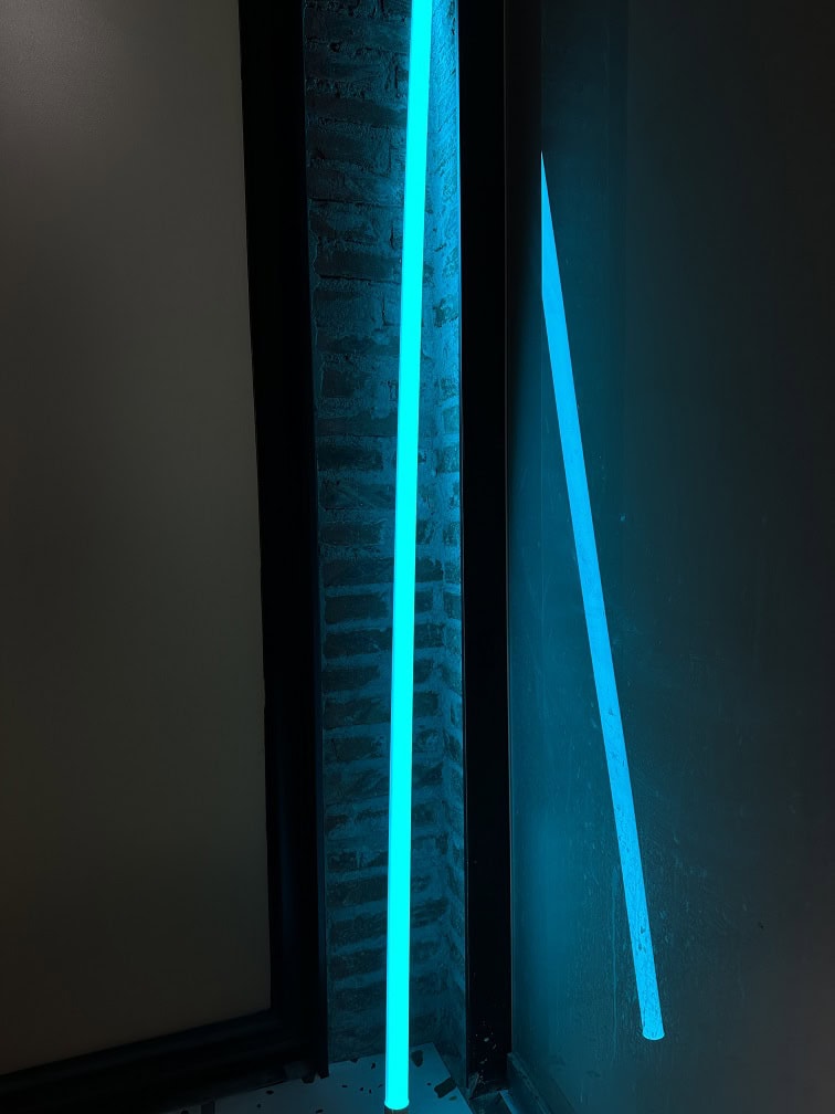 neon tube lamp place at the corner
