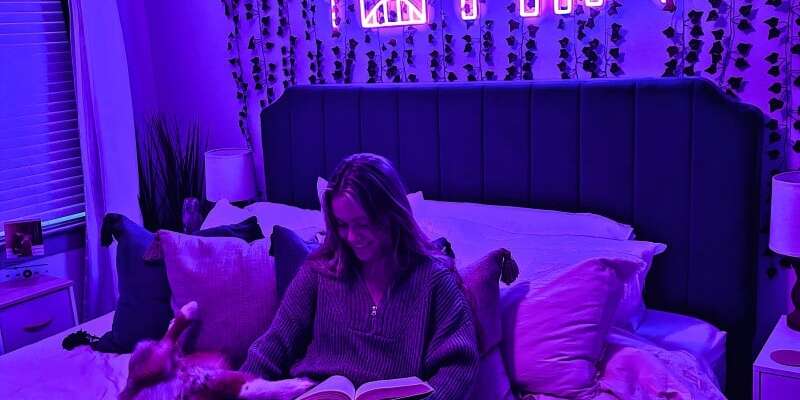 purple bedroom neon sign soft lavender for bedtime reading