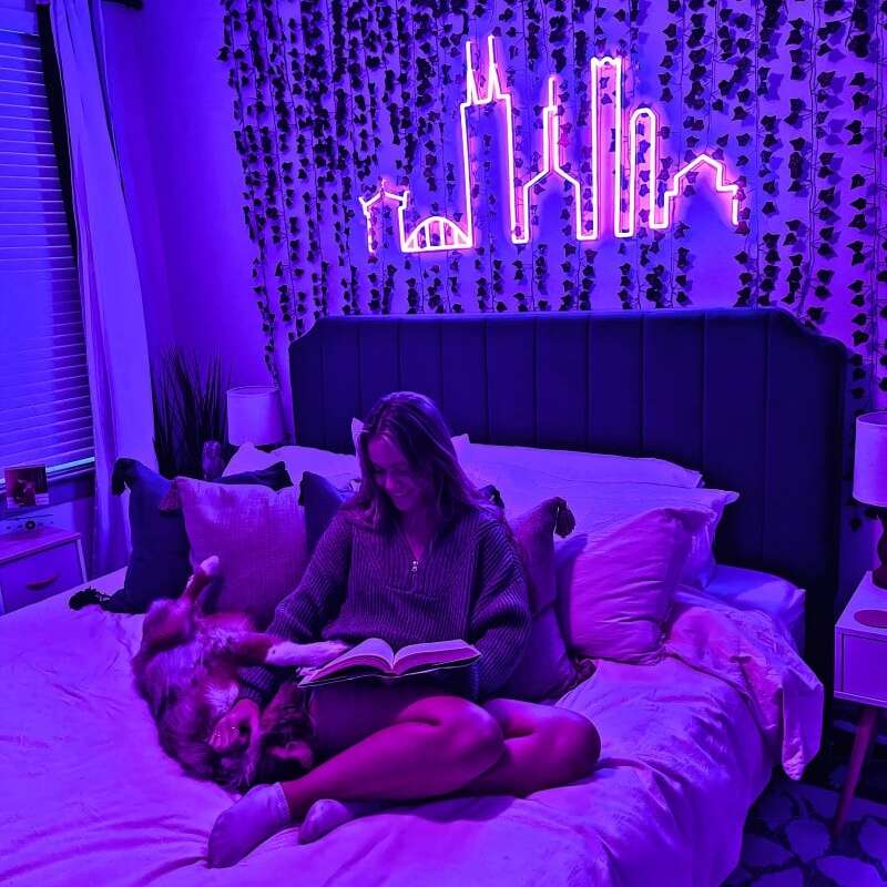 purple bedroom neon sign soft lavender for bedtime reading