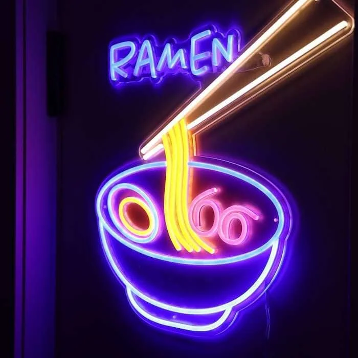 ramen restaurant decor business neon sign aesthetic