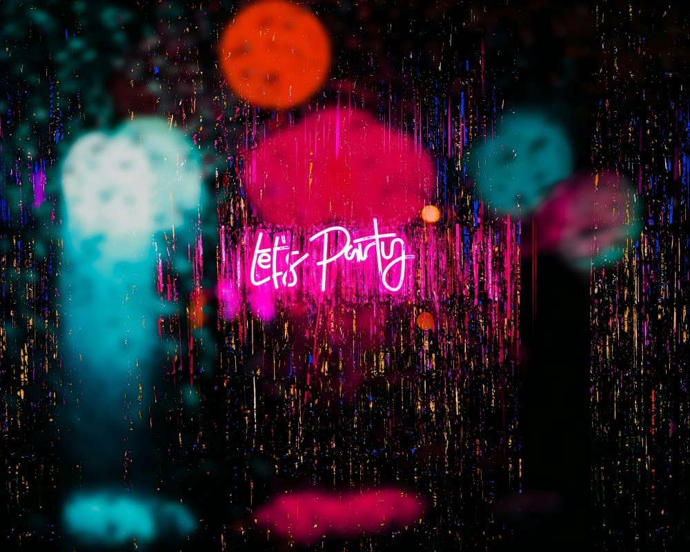 let's party hot pink neon sign