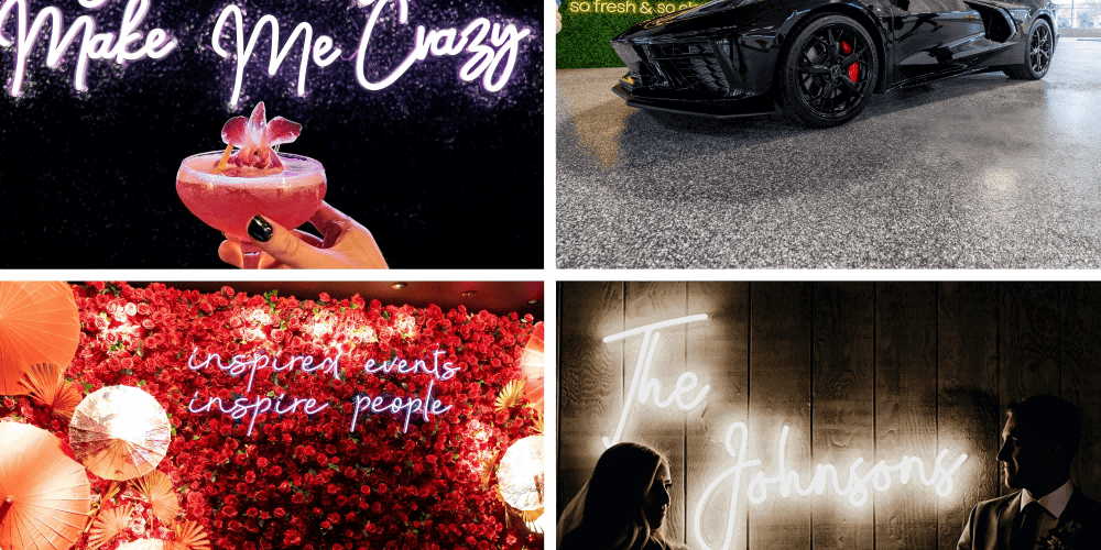 neon signs for different parties