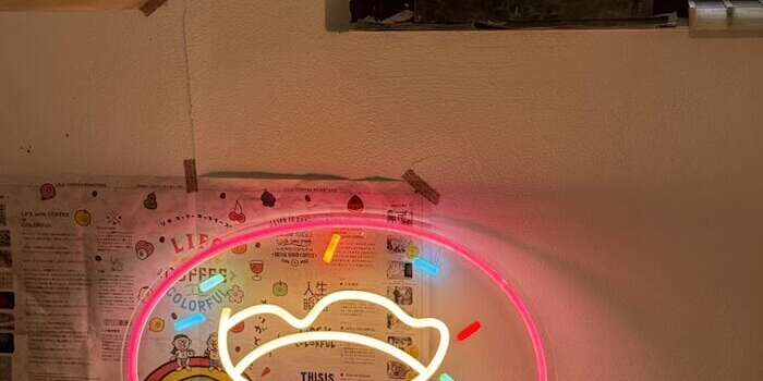 pink donut neon sign light cafe decor