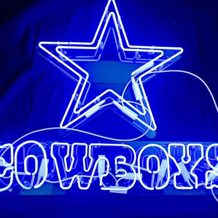 Dallas Cowboys Glass Neon Sign blue neon