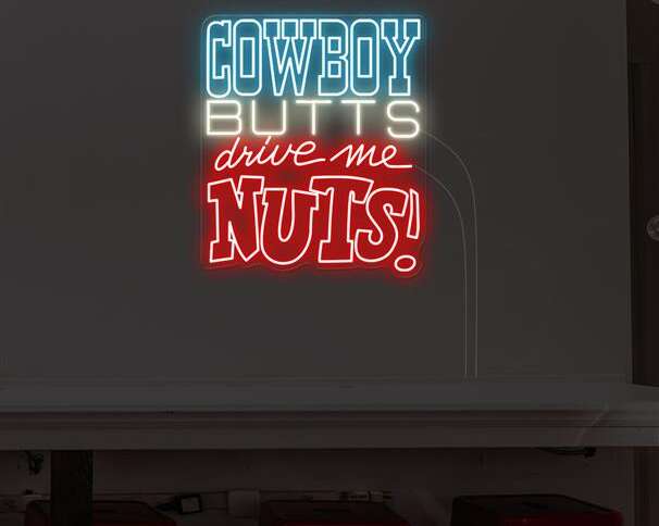 cowboy butts drive me nuts neon sign bar decor