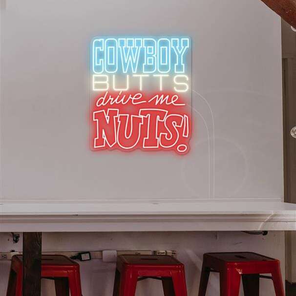 cowboy butts drive me nuts neon sign man cave