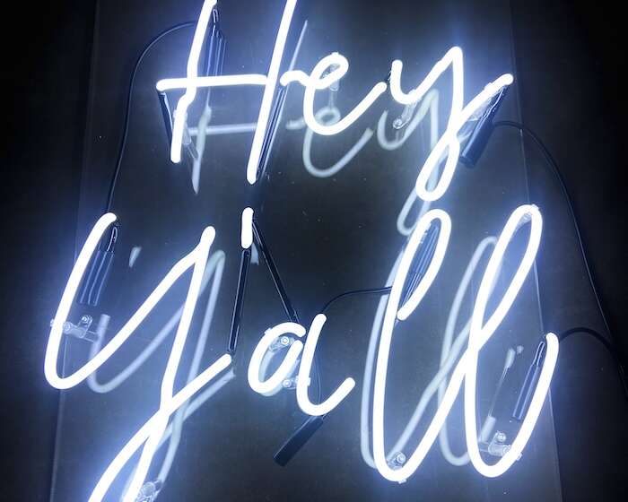 hey yall white glass neon sign