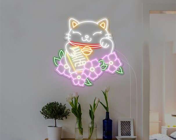 lucky cat neon sign home decor