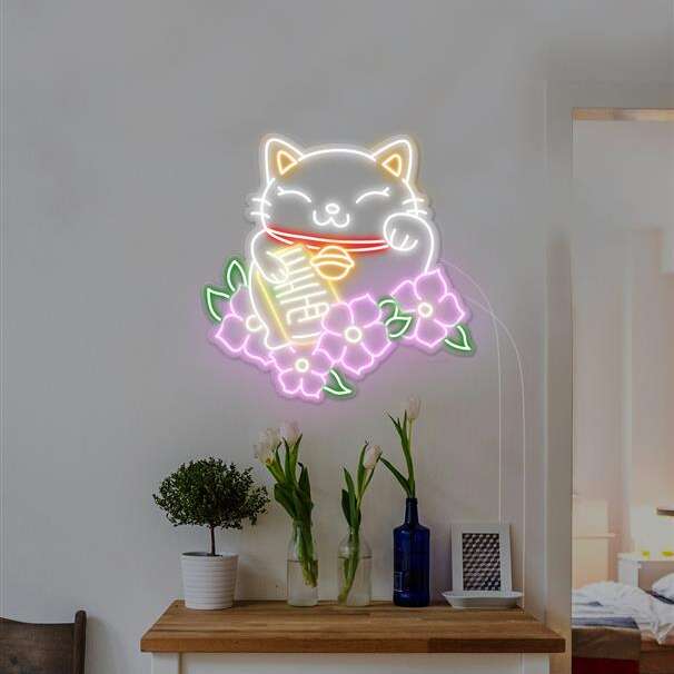 lucky cat neon sign home decor
