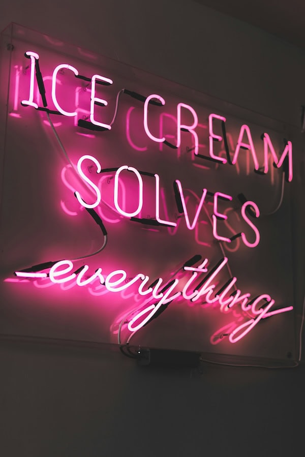 ice cream custom glass neon sign restaurant