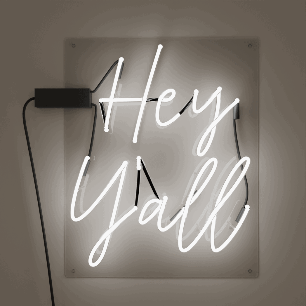 hey yall glass neon sign white neon wall decor