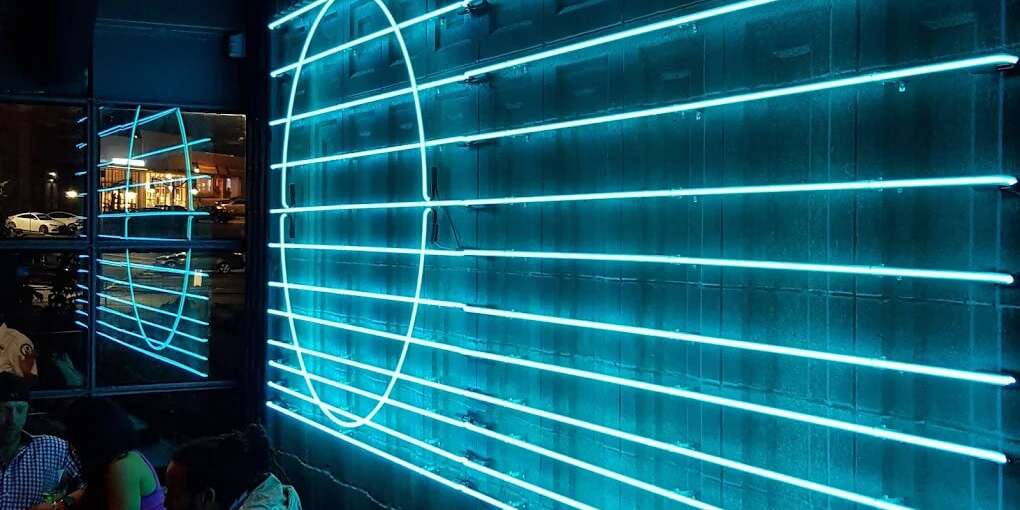 little trouble atlanta giant glass neon wall