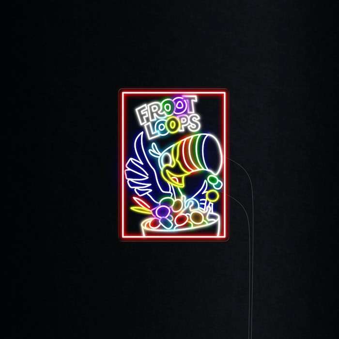 Froot Loops cereal neon sign red neon sign