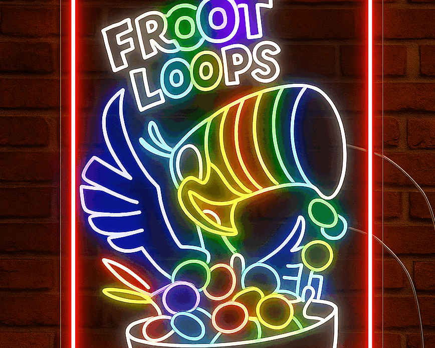 Froot Loops cereal neon sign restaurant business neon sign