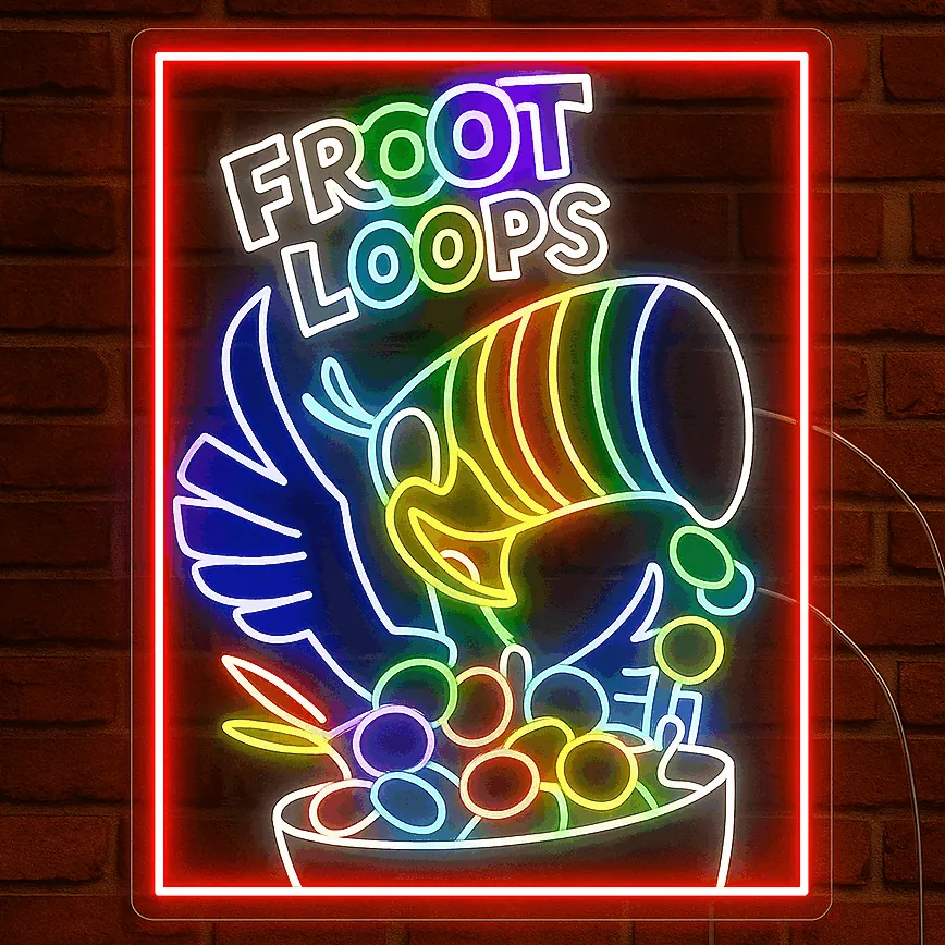 Froot Loops cereal neon sign restaurant business neon sign