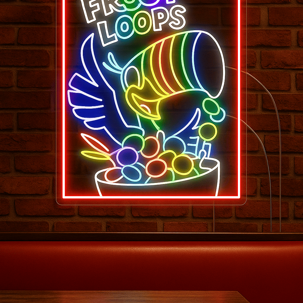 Froot Loops cereal neon sign restaurant business neon sign