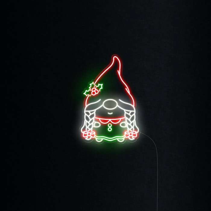 Gnome girl Christmas sign anime neon sign