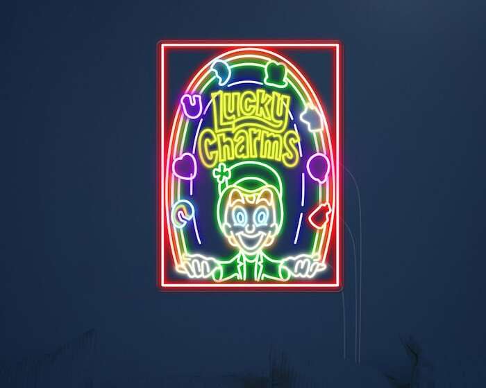 Lucky Charms cereal neon sign restaurant business neon sign