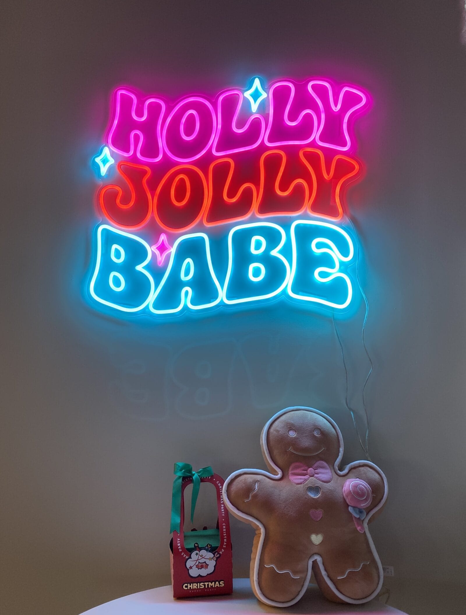 holly jolly Christmas neon sign