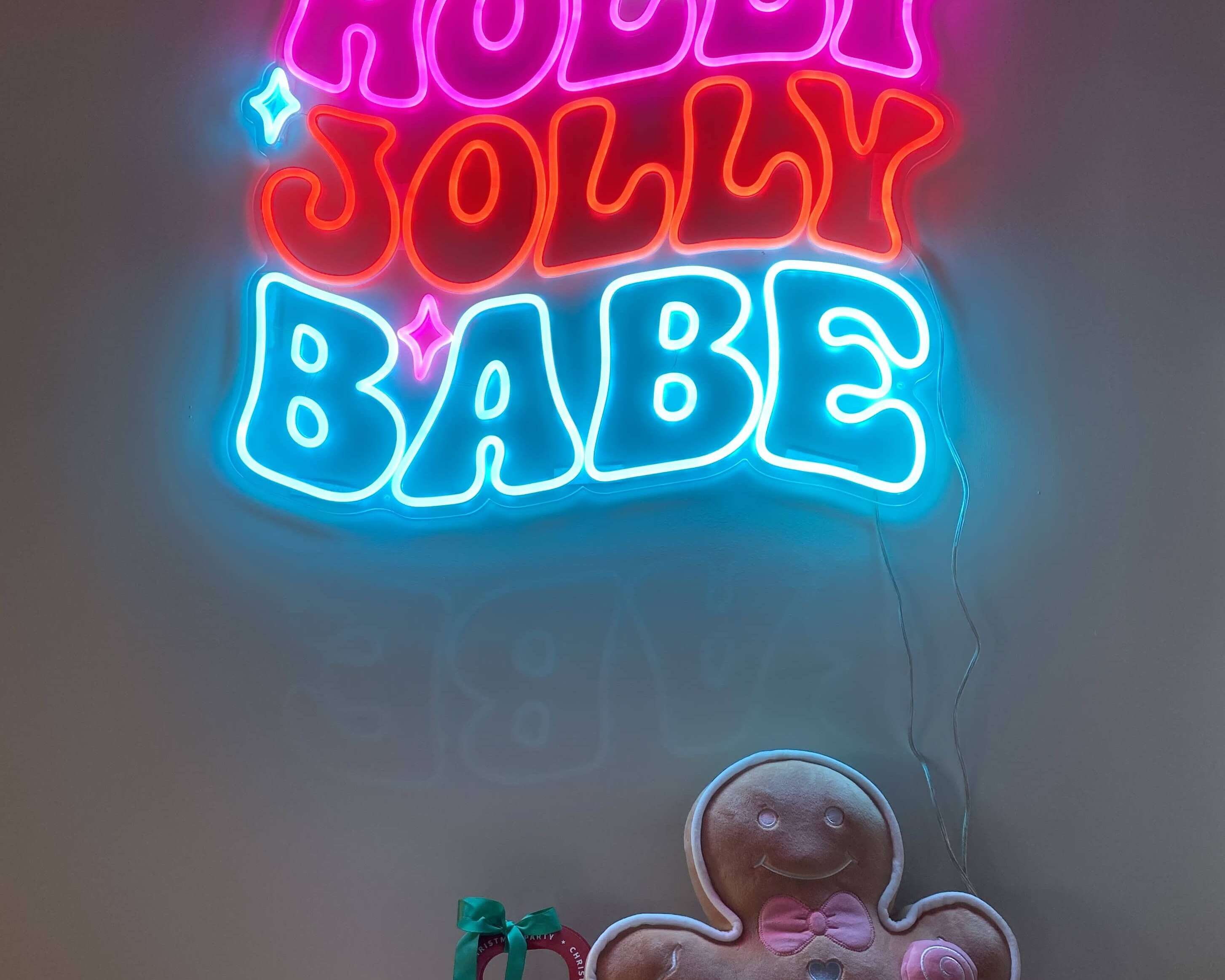 holly jolly Christmas neon sign