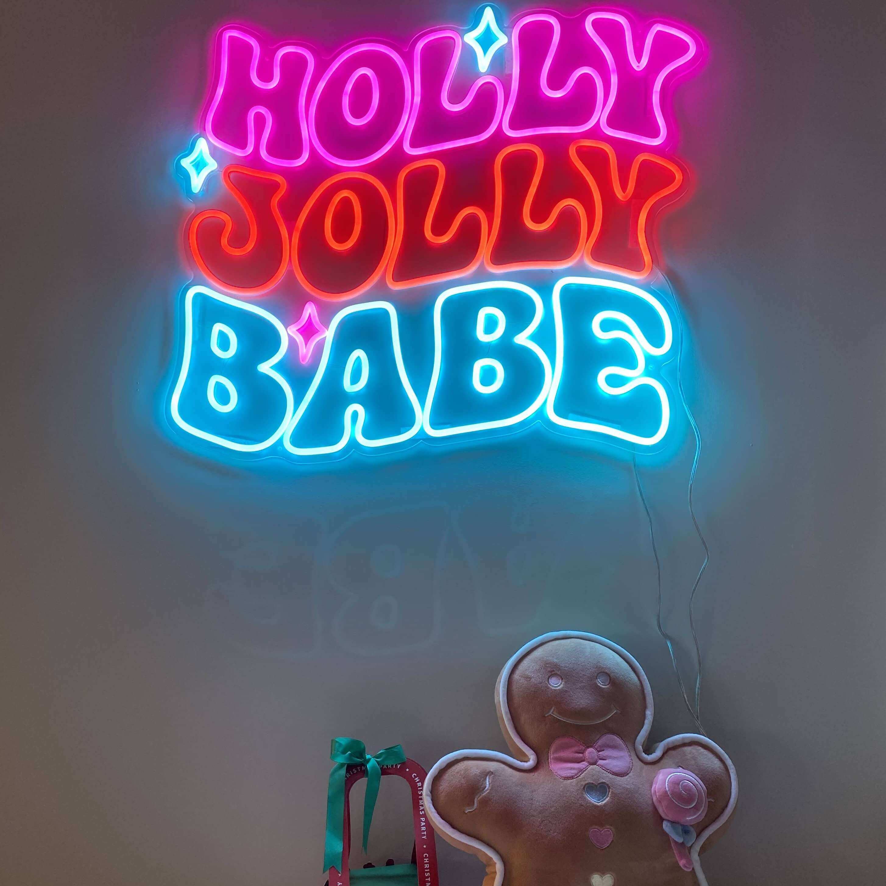 holly jolly Christmas neon sign