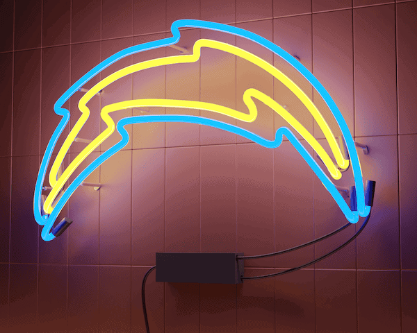 Los Angeles Chargers football glass neon sign bar business logo