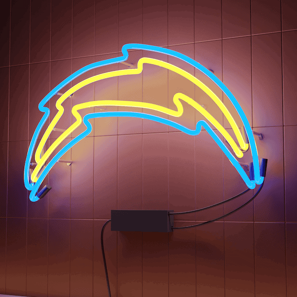 Los Angeles Chargers football glass neon sign bar business logo