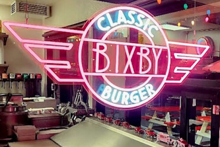 Classic Bixby Burger logo custom neon sign