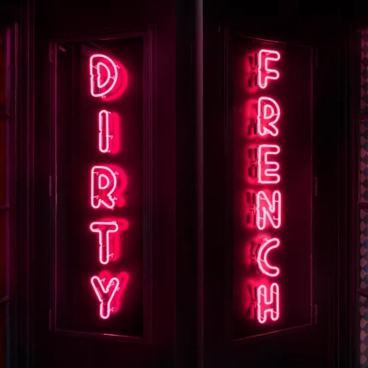 Dirty French pink neon sign bar decor