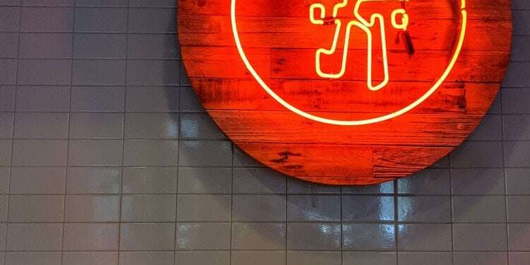 Hawkers Asian Street Food glass neon sign in red color