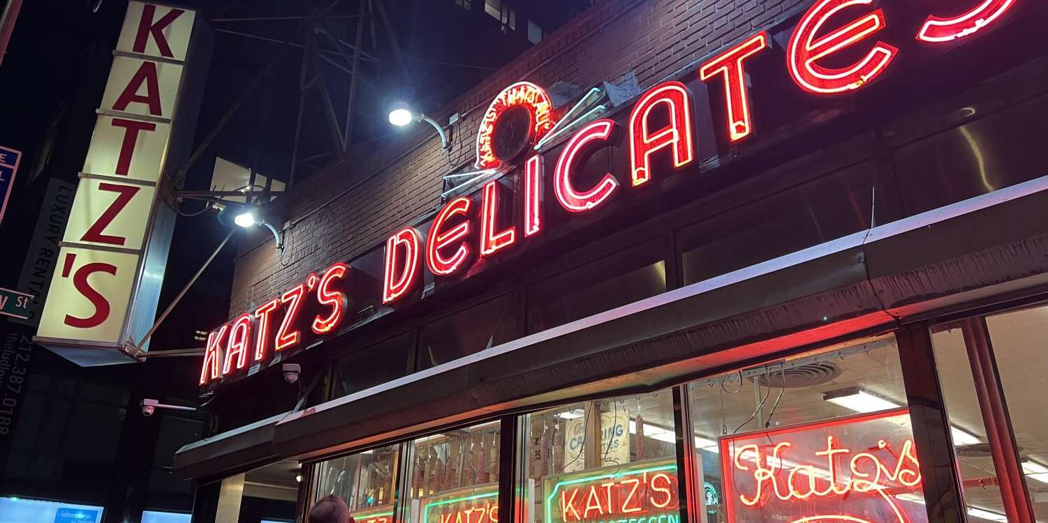 Katz's Delicatessen restaurant neon sign custom business logo