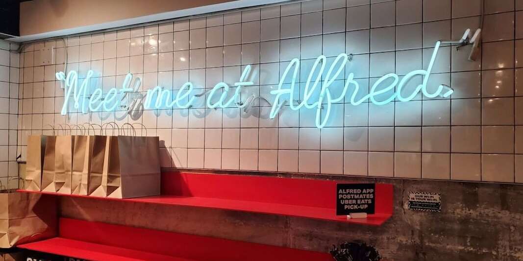 Meet Me at Alfred Coffee Melrose Place custom neon sign