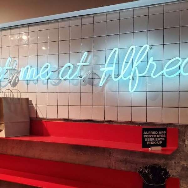 Meet Me at Alfred Coffee Melrose Place custom neon sign