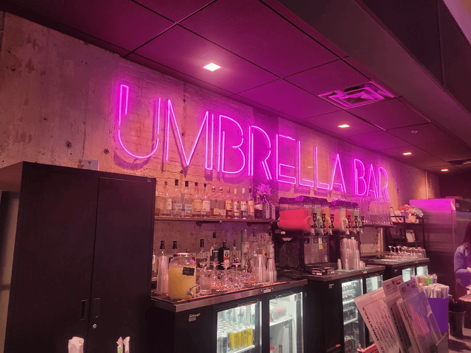 unbrella bar giant pink led neon sign
