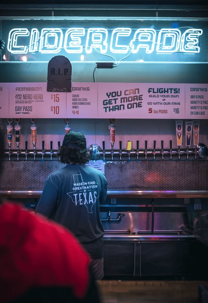 Cidercade dallas acade glass double stroke neon sign