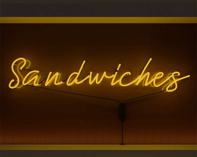 Sandwiches vintage neon sign yellow glass neon