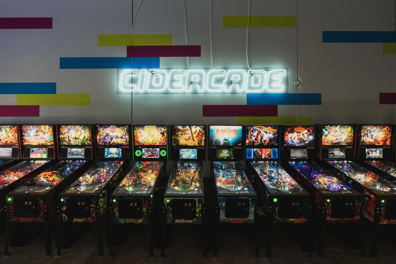 acade glass neon sign in white