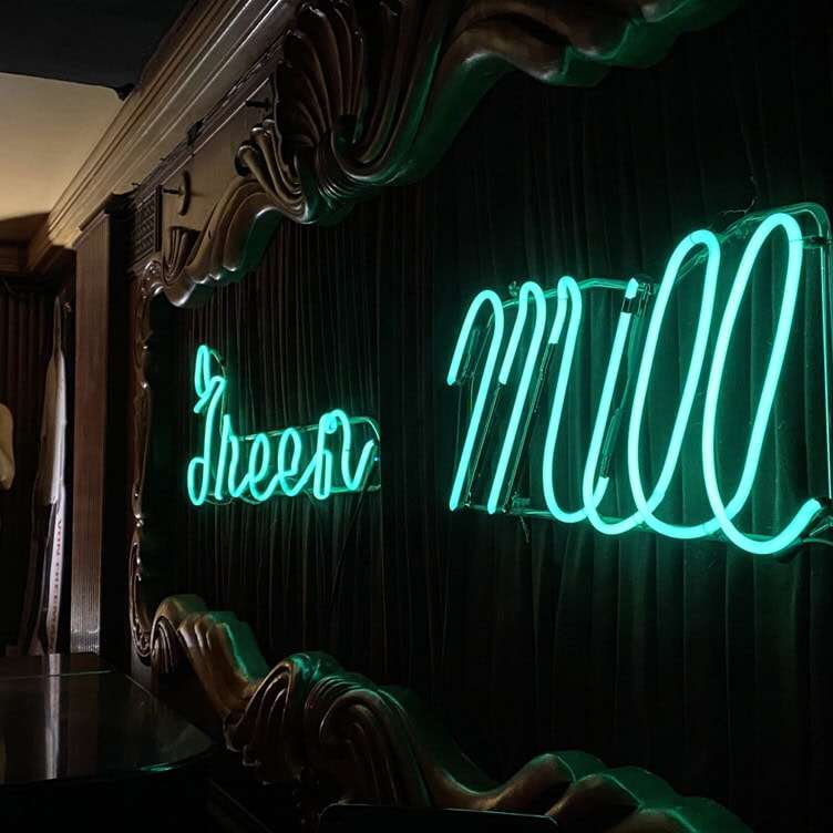 teal color vintage neon sign