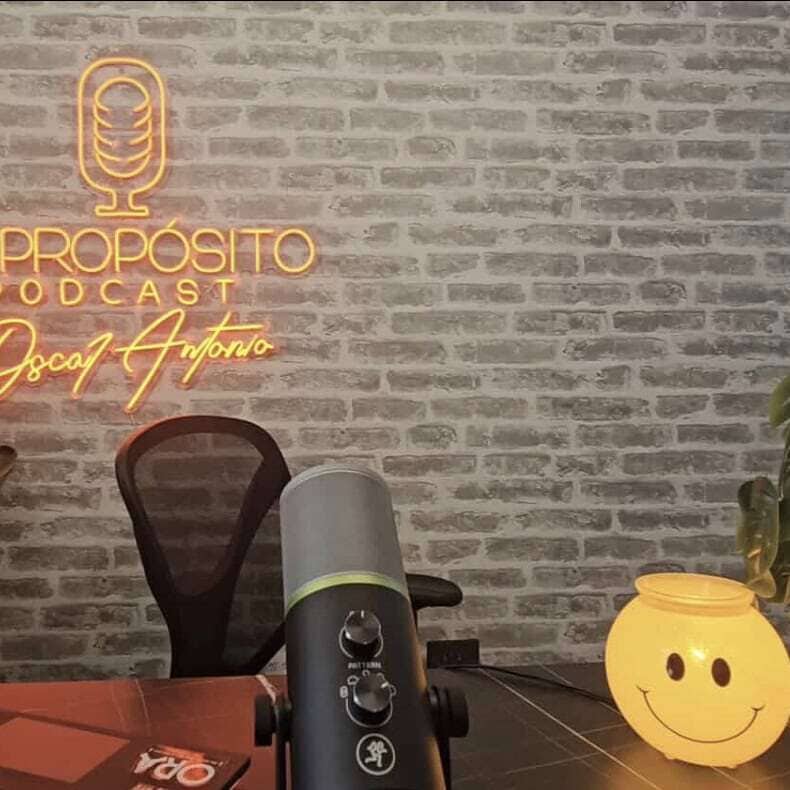 custom orange color podcast neon sign