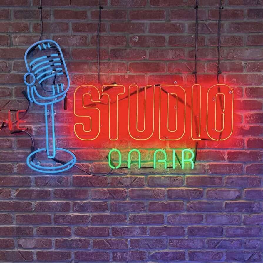 glass custom neon sign for podcast streamer