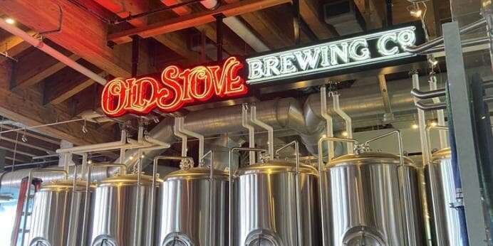old stove brewing company neon sign