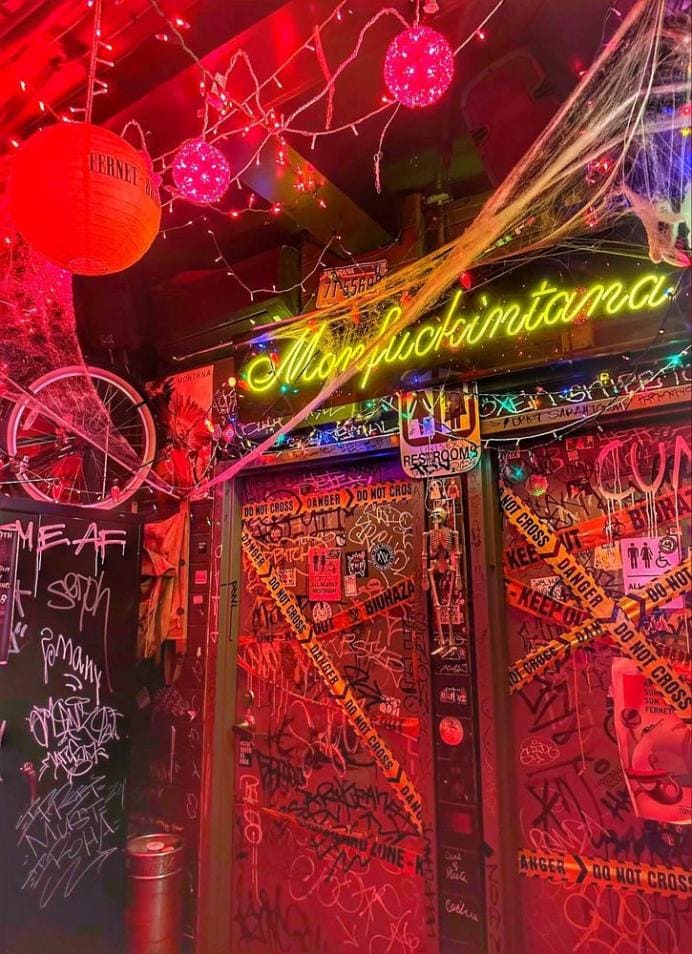 yellow vintage neon sign in bar