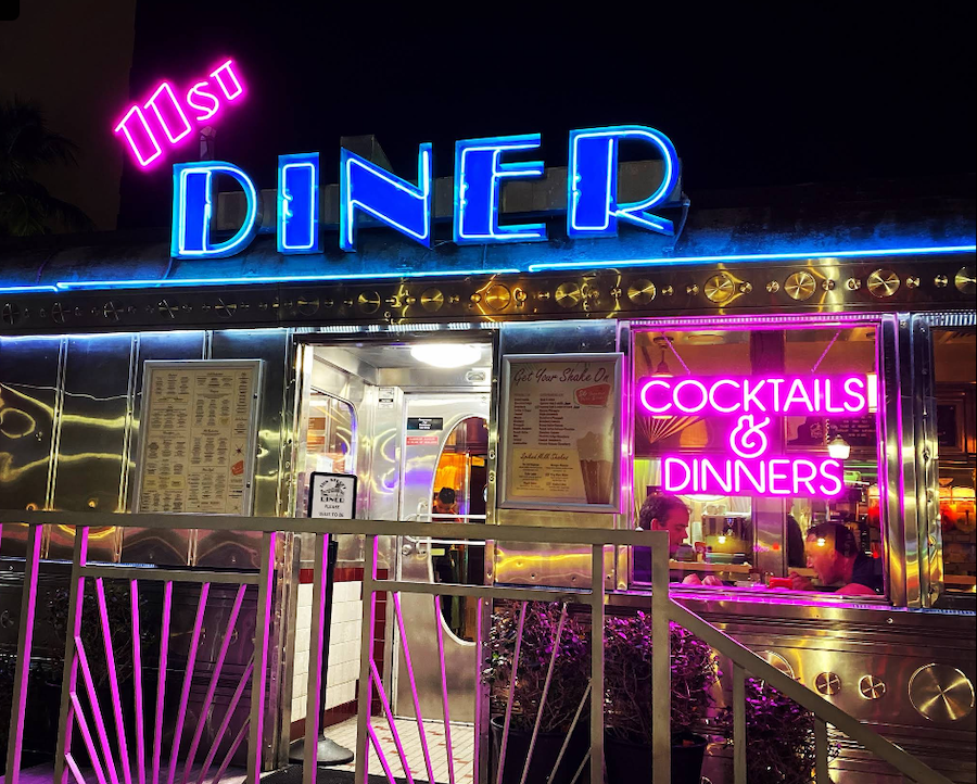 11th Street Diner retro restaurant Neon signs in Miami