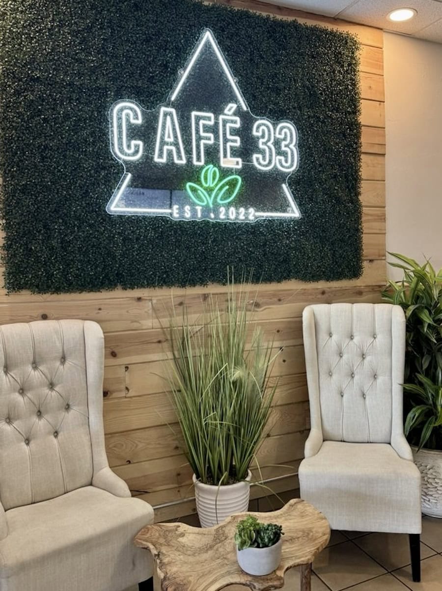 Cafe 33 restaurant cafe neon sign