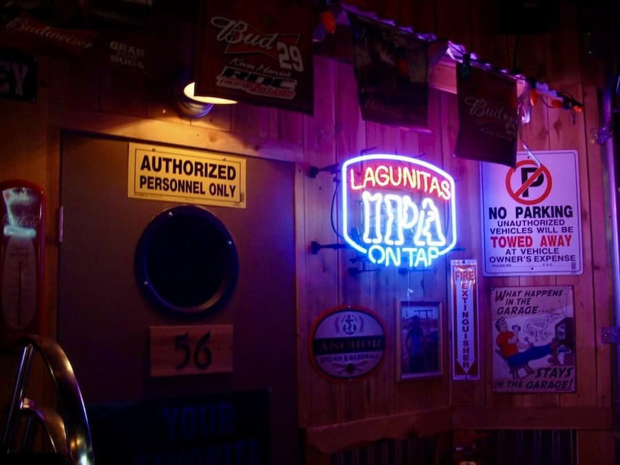 Clubhouse 56 lagunitas IPA on tap bar neon sign
